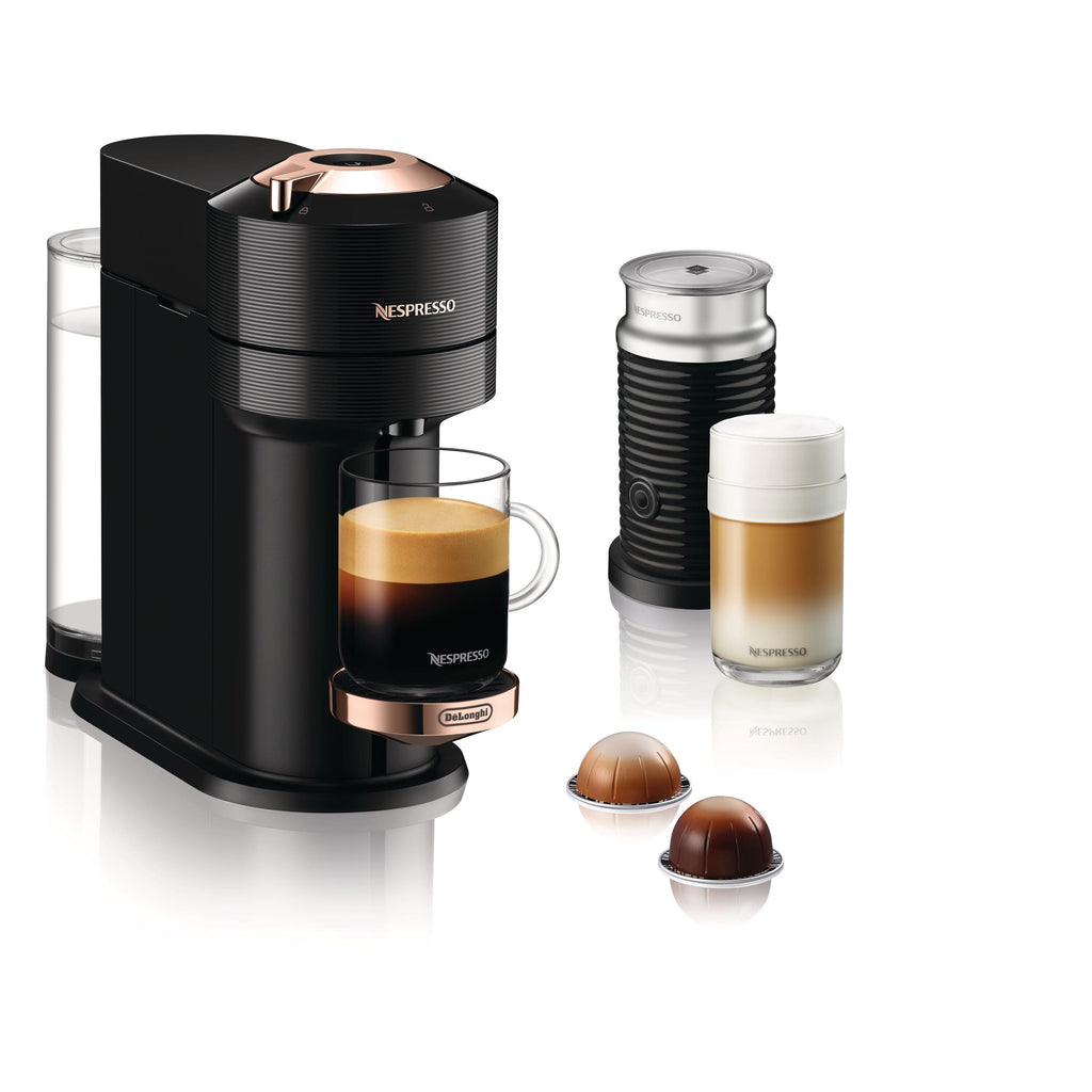 Nespresso Vertuo Next Premium Coffee and Espresso Maker by DeLonghi, Black Rose Gold with Aeroccino Milk Frother