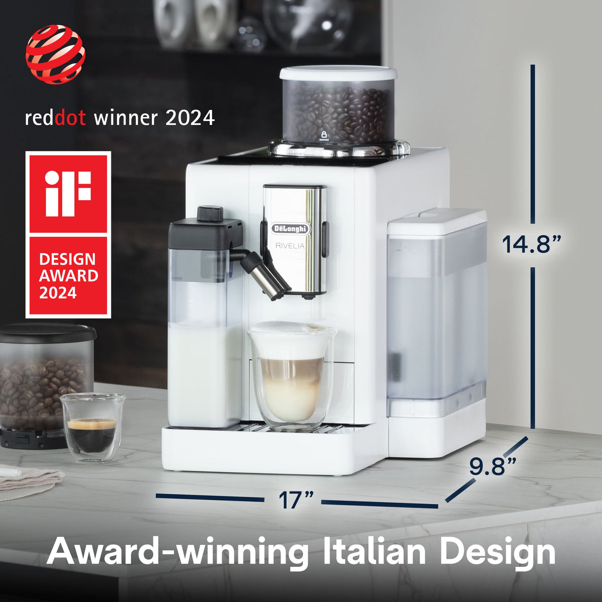 Rivelia Fully Automatic Espresso Machine, Arctic White