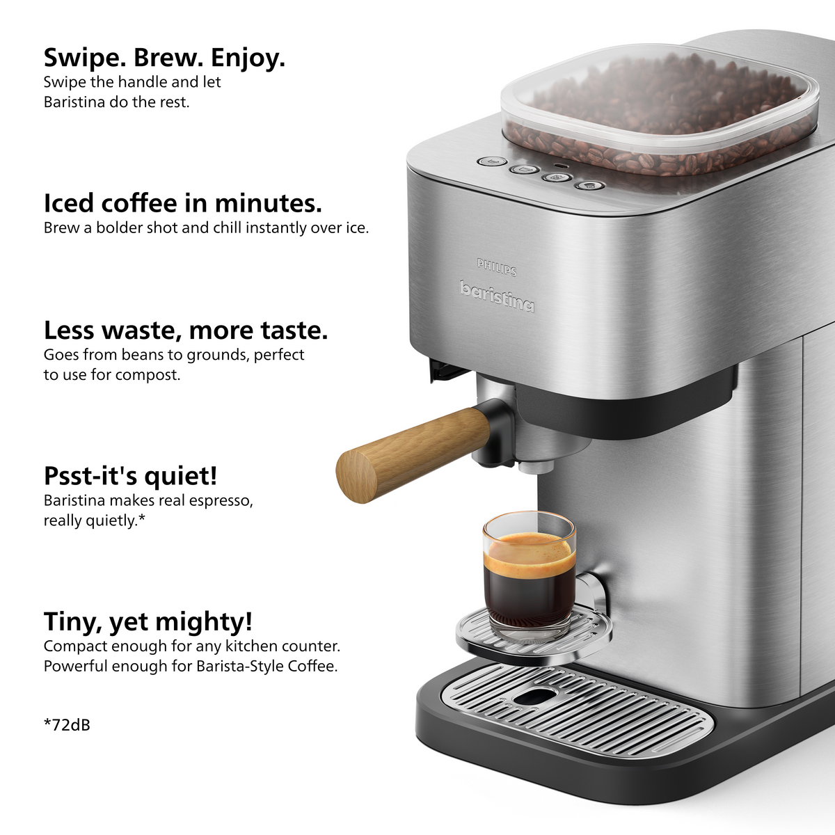 Philips Baristina Plus Automatic Espresso Machine, Stainless Steel