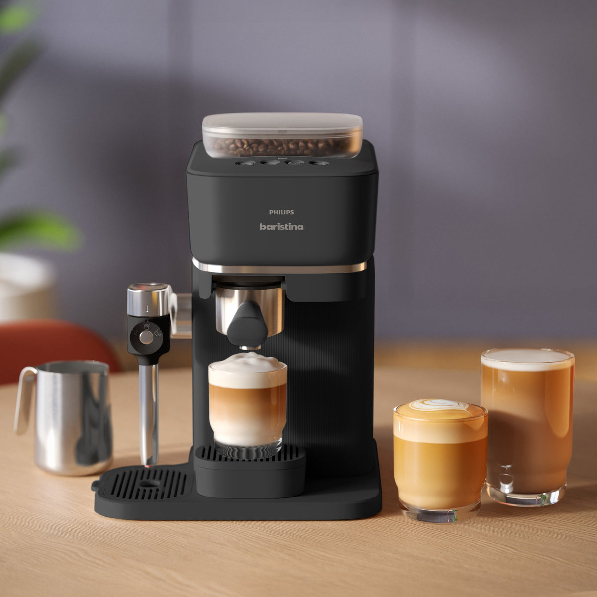 Philips Baristina Latte Automatic Espresso Machine, Black